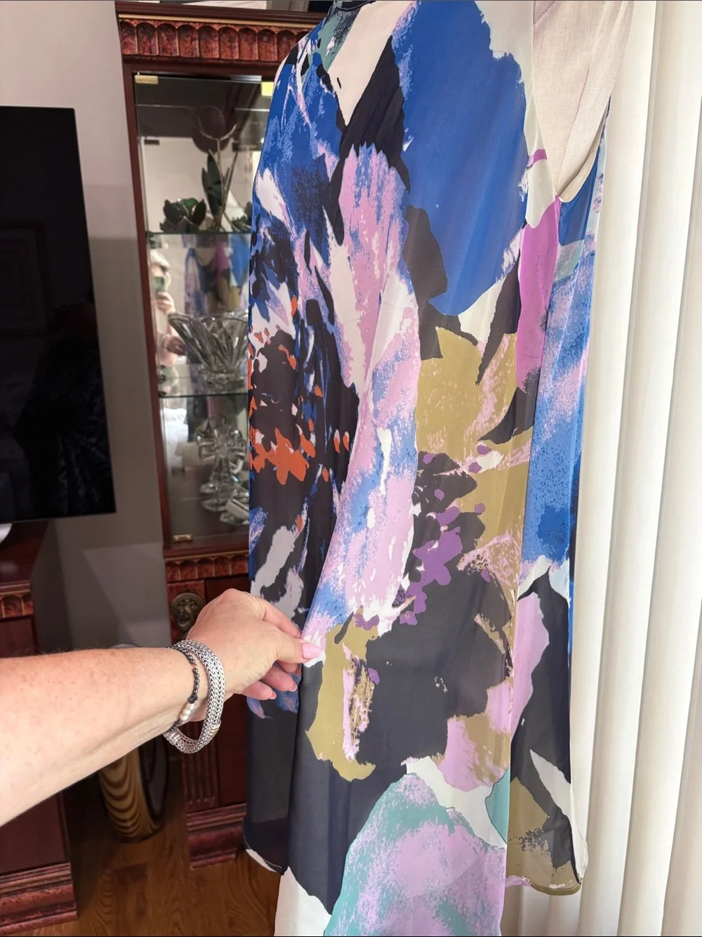Just...Taylor watercolor Floral Print shift chiffon Dress sleeveless mini Large - Picture 6 of 10